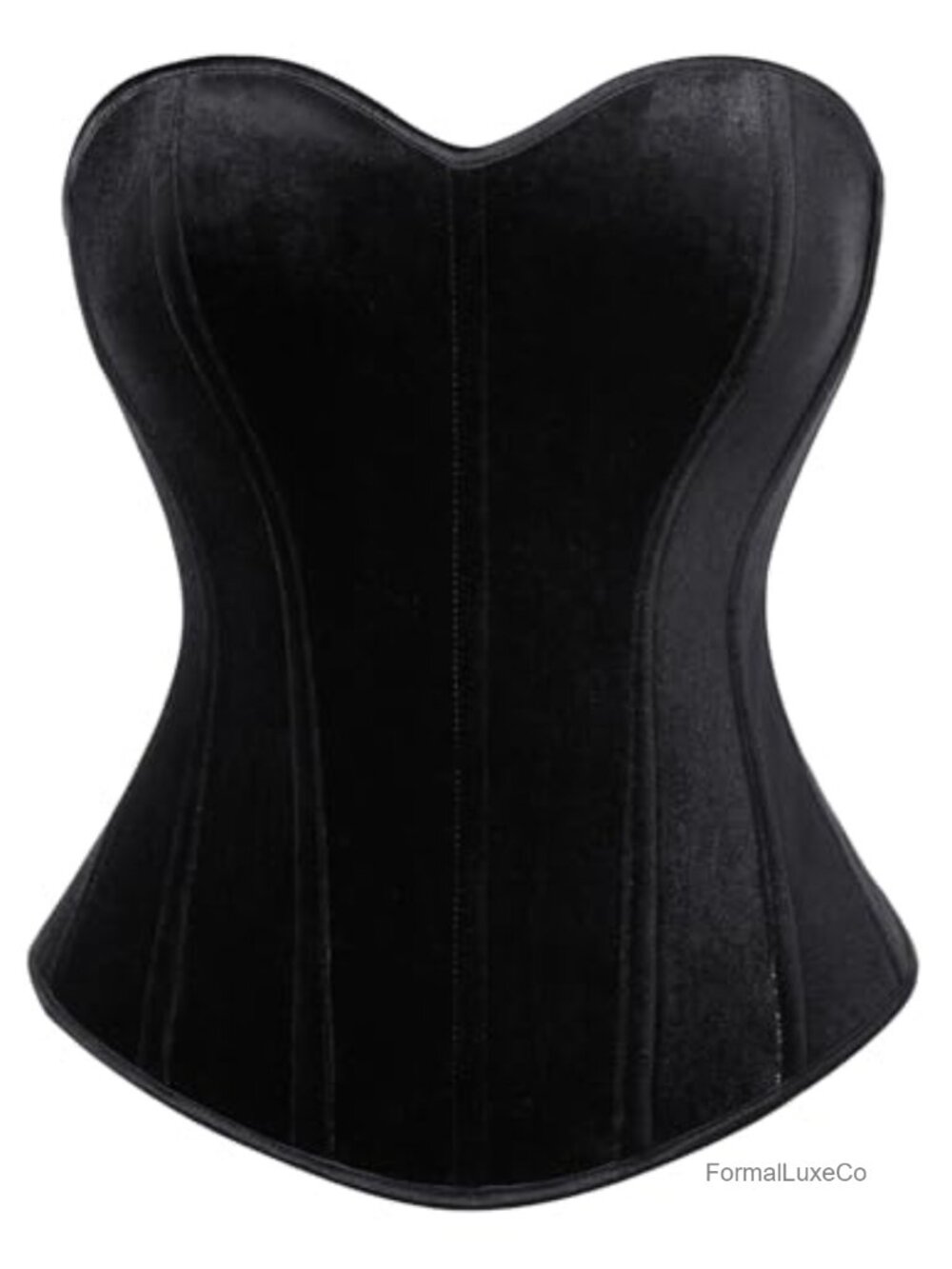 Velvet Corset Top Strapless Bustier Sweetheart Neck Side Zip Party